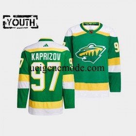 Kinder Minnesota Wild Eishockey Trikot Kirill Kaprizov 97 Adidas 2022-2023 Reverse Retro Grün Authentic